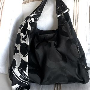 COACH Vintage Signature Black Bag with scarf